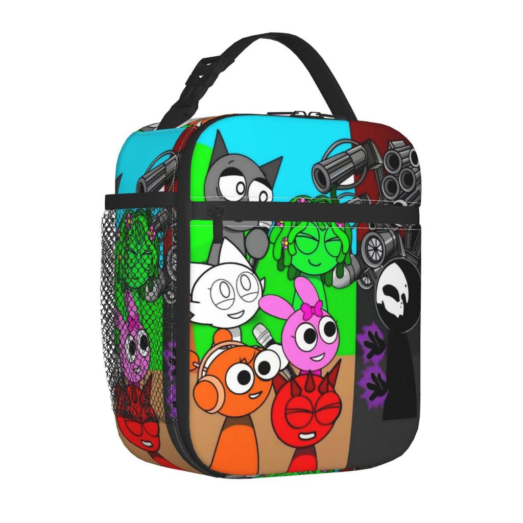 Rhythm Box Lunch Bag, Full-Printed Picnic Bag For Primary And Secondary School Students, Cartoon Animation Wear-Resistant Portable Thermal Insulation