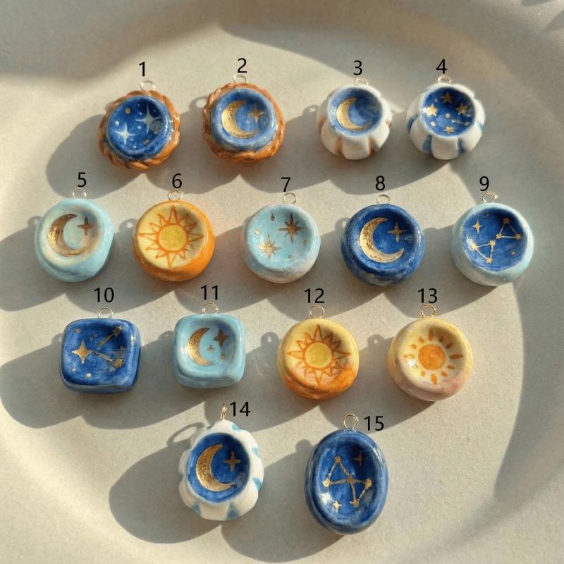 Colorful Starry Stainless Steel Pendant with Vacuum-Plated Stone Design