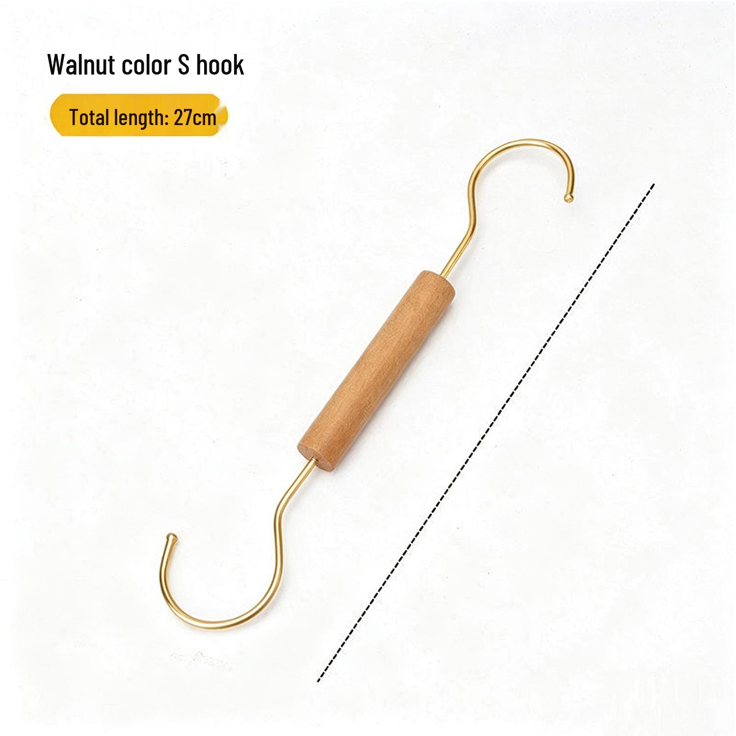 Walnut Solid Wood S Hook Coat and Hat Display Rack Single