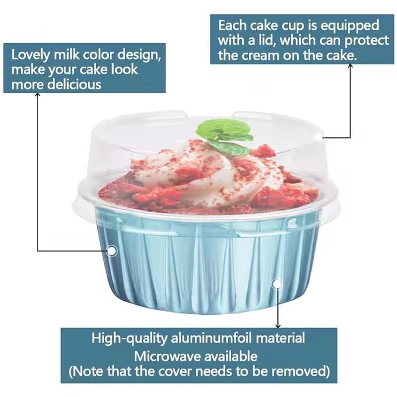 50 Unidades Mini Forminhas de Bolo Forminhas de Alumínio para Cupcake Forminhas de Papel para Assar Caixas para Muffins Forminhas de Pudim Antiaderentes para Sobremesa Ferramentas de Cozinha