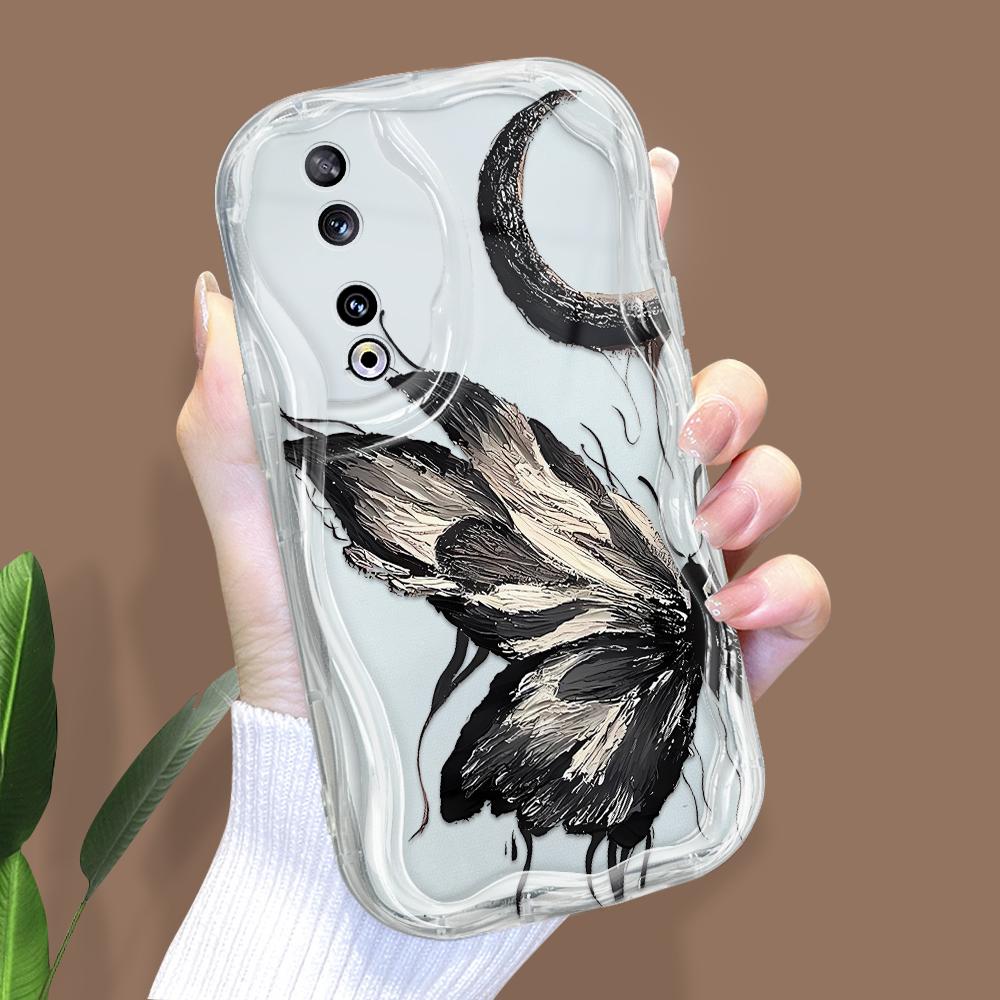 Niedliches Cartoon-Muster Creme Textur Gehäuse Wellenförmiger Rand Weiche Silikonhülle Handyhülle für Huawei Honor Infinix Tecno iPhone