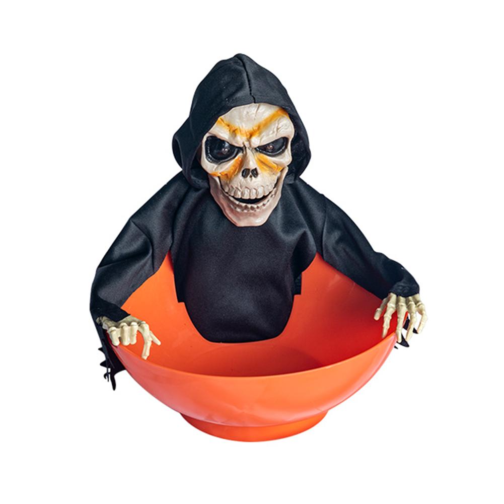 Halloween Dekoration Elektrische Frucht Süßigkeiten Schüssel Beleuchtet Sensorisch Schwingend und Sprechend Elektrisches Skelett Spielzeug