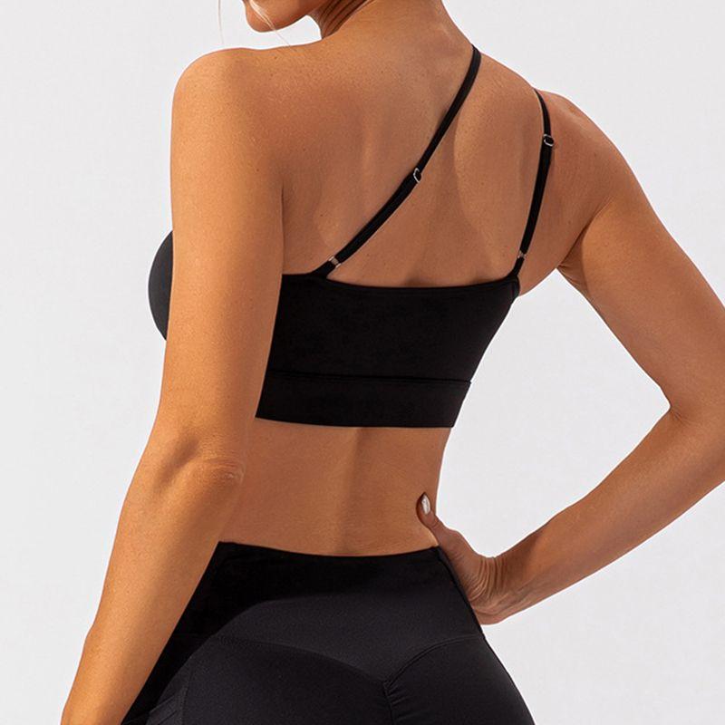 Sloping Shoulder Beauty Back Sports Underwear Women 2025 New Yoga Bra Running Outer Wear Gathered Sexy Workout Clothes Vest