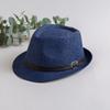 Custom Logo Silk Screen Printed Flax Fedora Hat Unisex Adjustable British Vintage Jazz Cap Beach Travel Sun Hat OEM