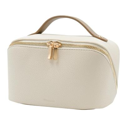 Official Elegante Cosmetic Large Makeup Travel Vanity Stylish and Cute Ivory Pouch, Capacity, Pouch, Pouch, Portable, Divided, Functional,