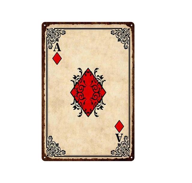 Vintage Poker Card Guitar Metal Tin Sign Music Bar Garage Casino Wall Decor Retro Iron Poster Plaque Home Art Decoration