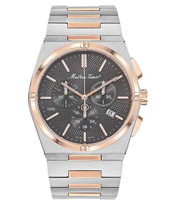 

Мужские часы Mathey-Tissot Zeus Chrono из двухцветной нержавеющей стали с черным циферблатом, кварцевые H118CHRS чёрный