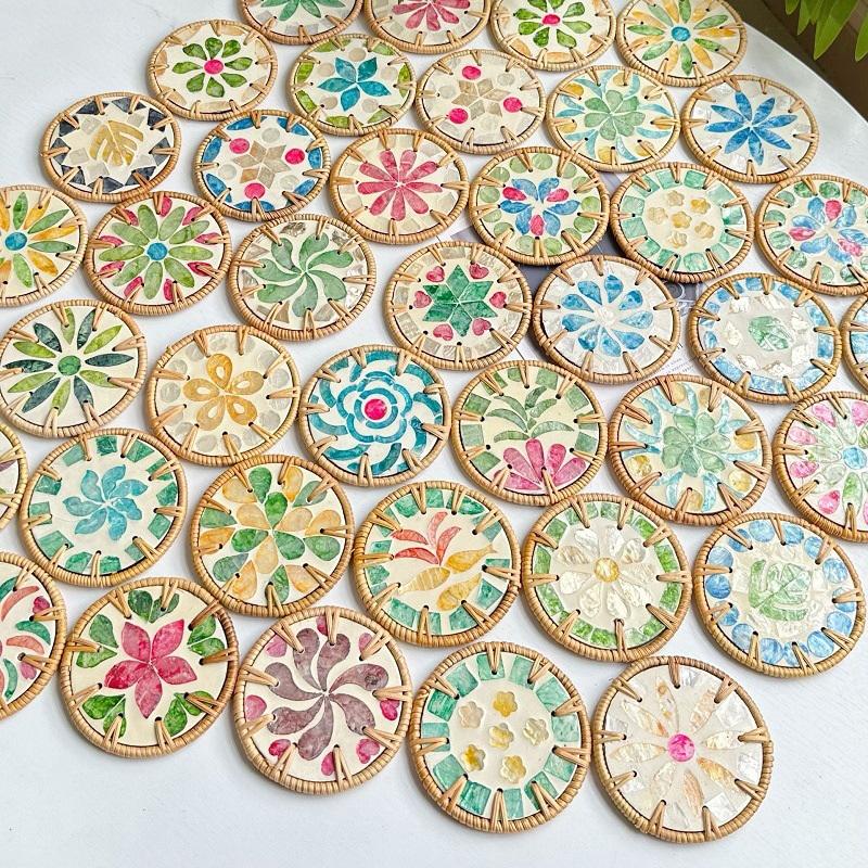 Vine Woven Shell Coaster Southeast Asian Style Insulated Tea Cup Mat Tea Table Anti Scalding Hand Made Shell Mat Home Decoration