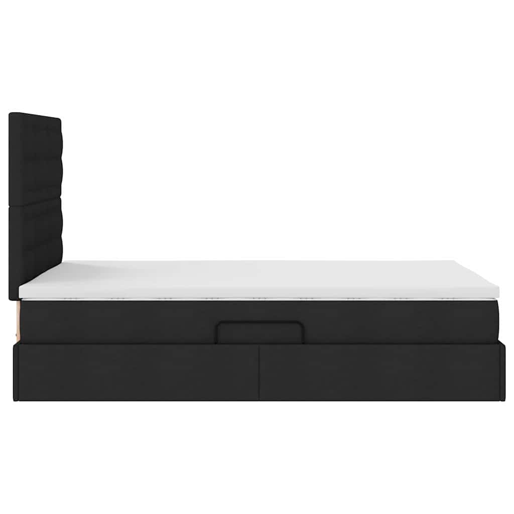 Storage Bed with Mattress Black 120 x 200 cm Polyester
