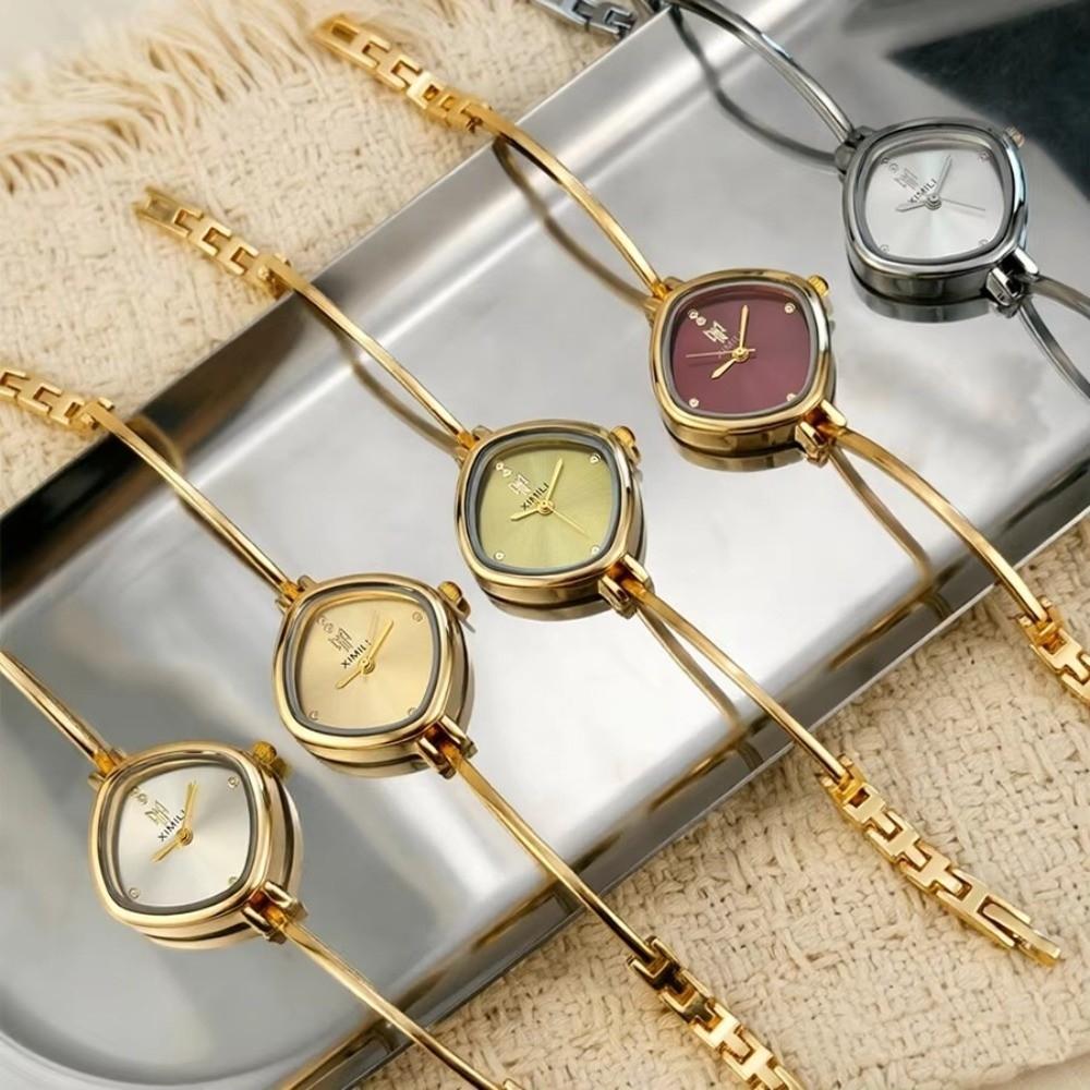 Solid Color Dial Minimalist Watch for Women Ultra-thin Curved Strap Bracelet Wristwatch
