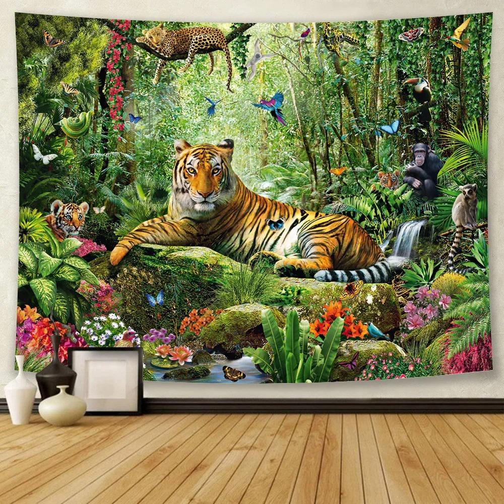 Forest Animal Tiger Decorative Tapestry Office Living Room Decor Home Wall Tapestry