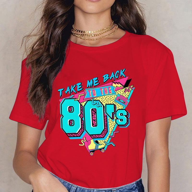 Take ME BACK TO THE 90'S Fun Letter Printed Casual Loose Round Neck Cotton Short Sleeved Top T-Shirts Women’s