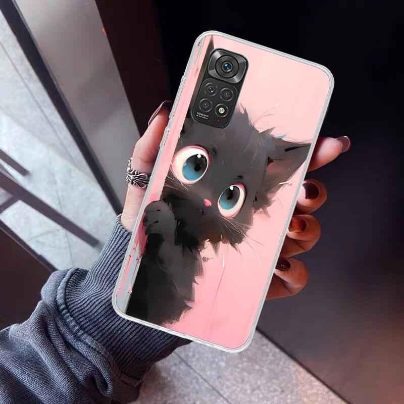 

Anime Cute Black Cat Meow Phone Case for Xiaomi Redmi Note 15 14 14S 13 12 12S 11 Pro Plus 11E 11T 11S 10S 5G Soft Cover Fundas Redmi Note 13 Pro 5G