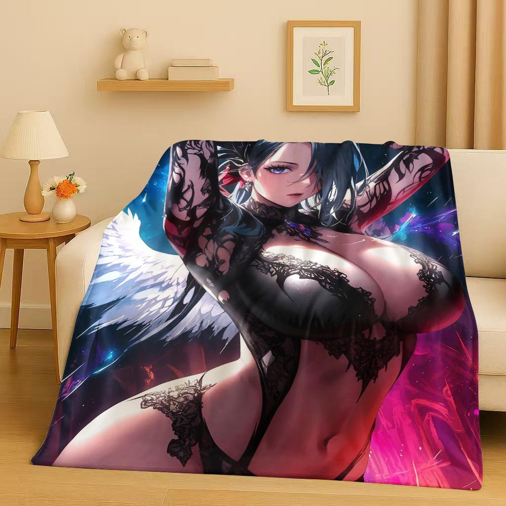 26 Style Sexy Bikini Girls Cartoon Anime Characters Flannel Blanket,Soft Plush Throw for Home Bedroom Bed Sofa Cover Trave Gift
