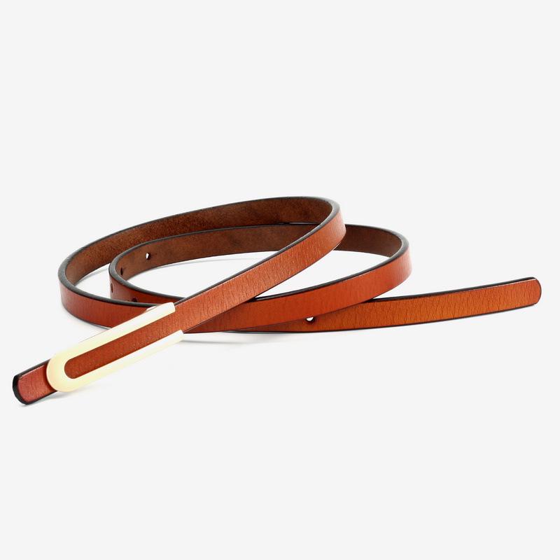 Women's Retro Gold Thin Genuine Leather Waist Cincher Belt