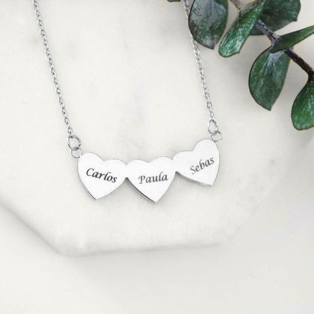 Mini World Heart Pendant Necklaces Stainless For Women Steel Gold Color 1 4 Names Love Heart Pendant Carved Date 'S Jewelry Present GiftTrendy Pendant