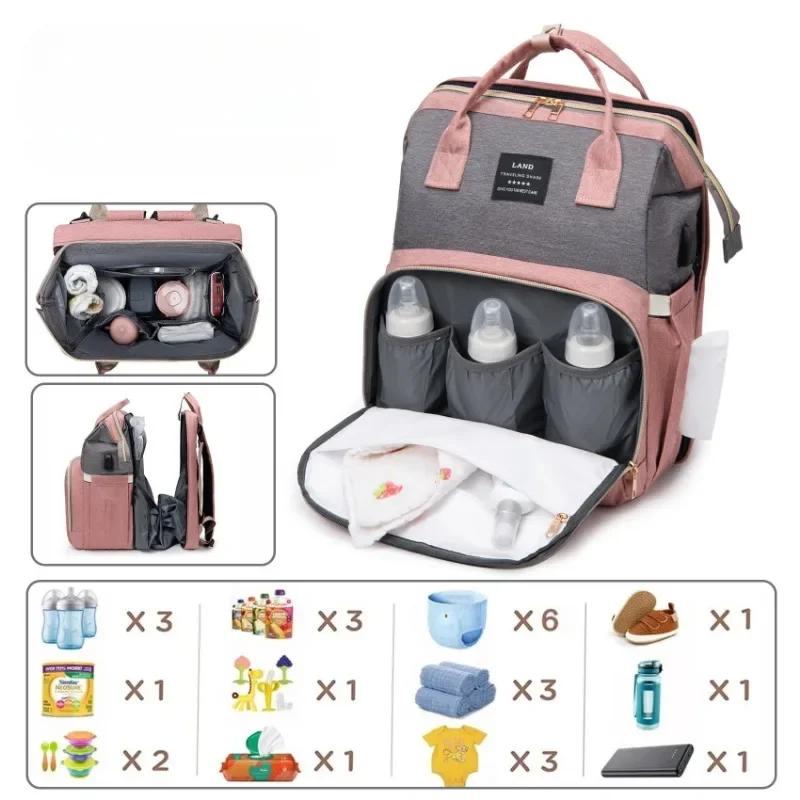 New Multifunctional Mother and Baby Bag Mom Bag Bottle Backpack Folding Sleeping Changing Bag Diaper Backpack