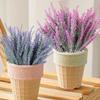 Artificial Flowers Plants Lavender Festival Wedding Wreath Bridal Bouquets Home Room Table Outdoor UV Protection Gift Box Decora