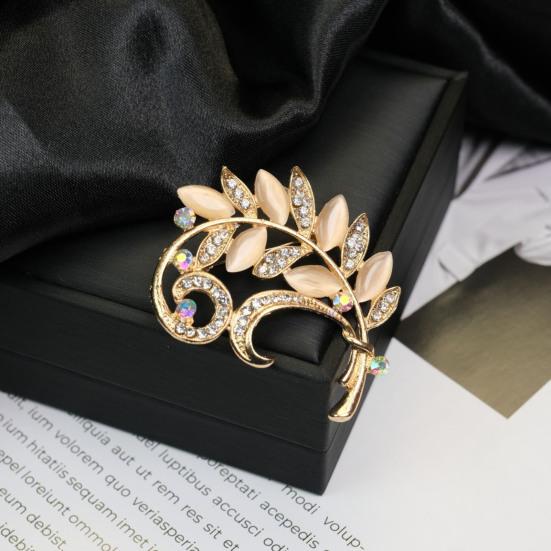 Brosche Retro-Stil Rundes Florales Design Reversnadel mit gefälschtem Opal eingelegt Pullover Kragen Hüte Taschen Mäntel Schals Abzeichen Outfit-Accessoire