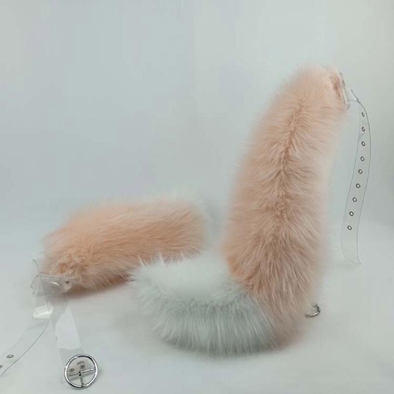 Lolita Fox Tail with Snap Buckle and Plush Furry Headband Cosplay Carnival Party Christmas Gift Halloween Costume