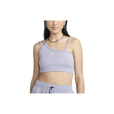 Sportswear Everyday Modern Solid Logo Asymmetrical Crop Tank Top Women Tops Indigo-Mist DV7926-519