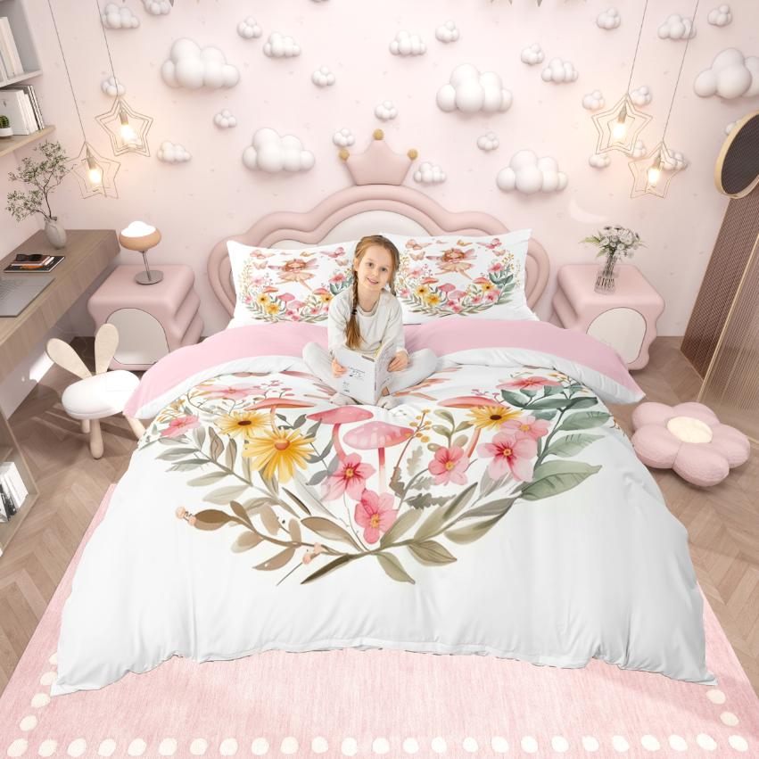 Homewish Set Copripiumino Unicorno Elfo Magico Set Copripiumino Mondo Fiabesco Onirico Set Letto Arcobaleno Colorato Per Bambine