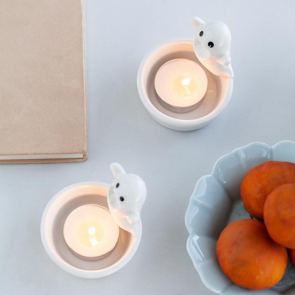 

Scented Light Holder Ghost Candle Holder Cute Ghost Figurines New Desktop Decorative Ornaments