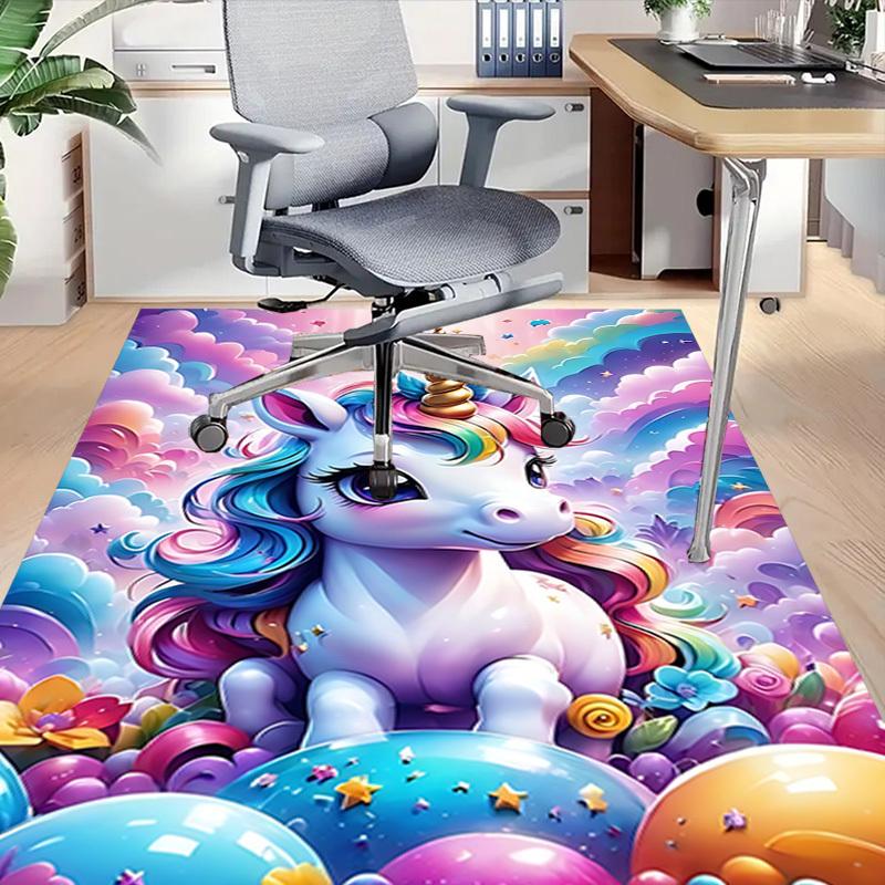1pc unicorn rainbow Carpet Anti Slip Polyester Floor Mat for office,Bedroom