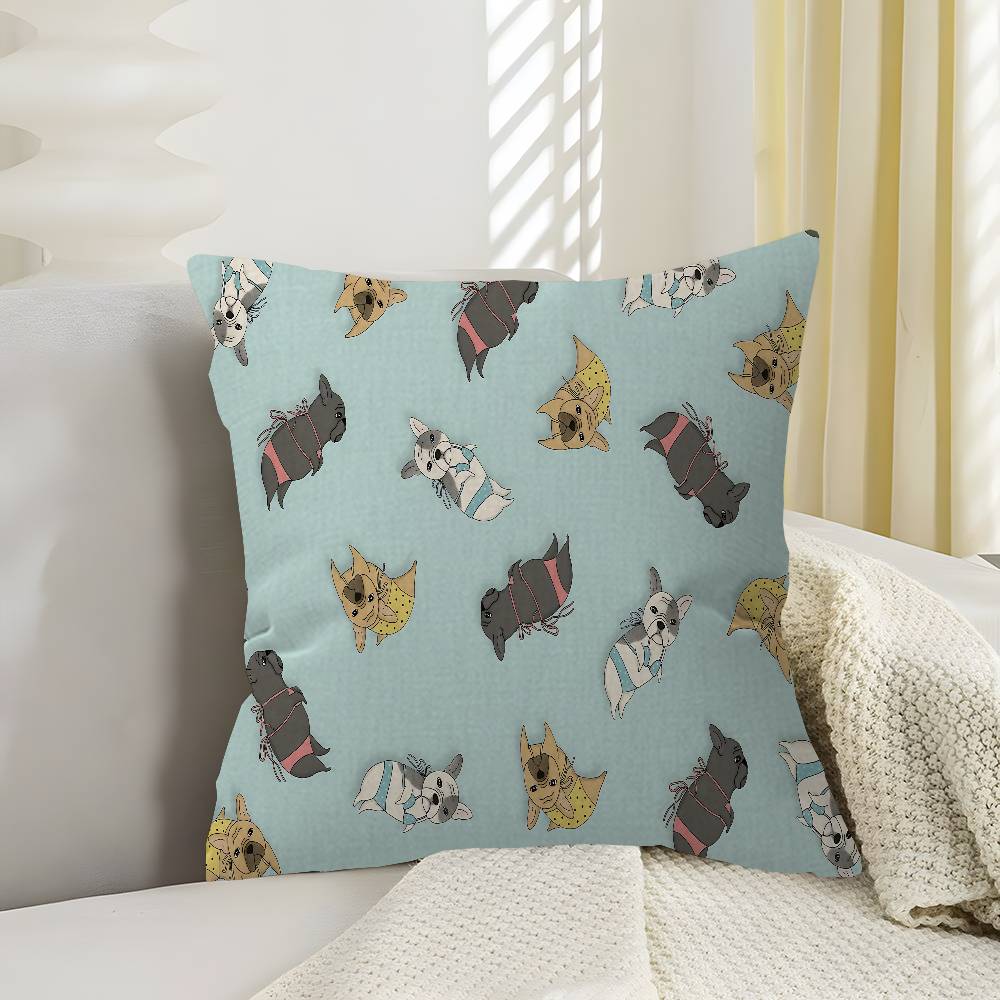 Anime French Bulldogs Lucky Dragon Pillow Cover Sofa Cushion Cover Home Room Decoration Children Gift
