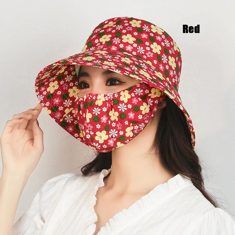 New Outdoor Summer Work Face Protection Full Protection Bucket Hat Seaside Sunscreen Mask Hats Integrated Fisherman Hats