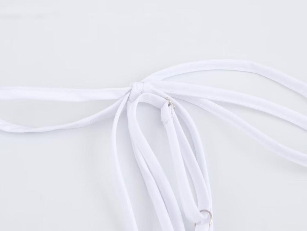 2025 Summer Spaghetti Strap Cotton Embroidered Dress: Fashionable Solid Color Women's Dress