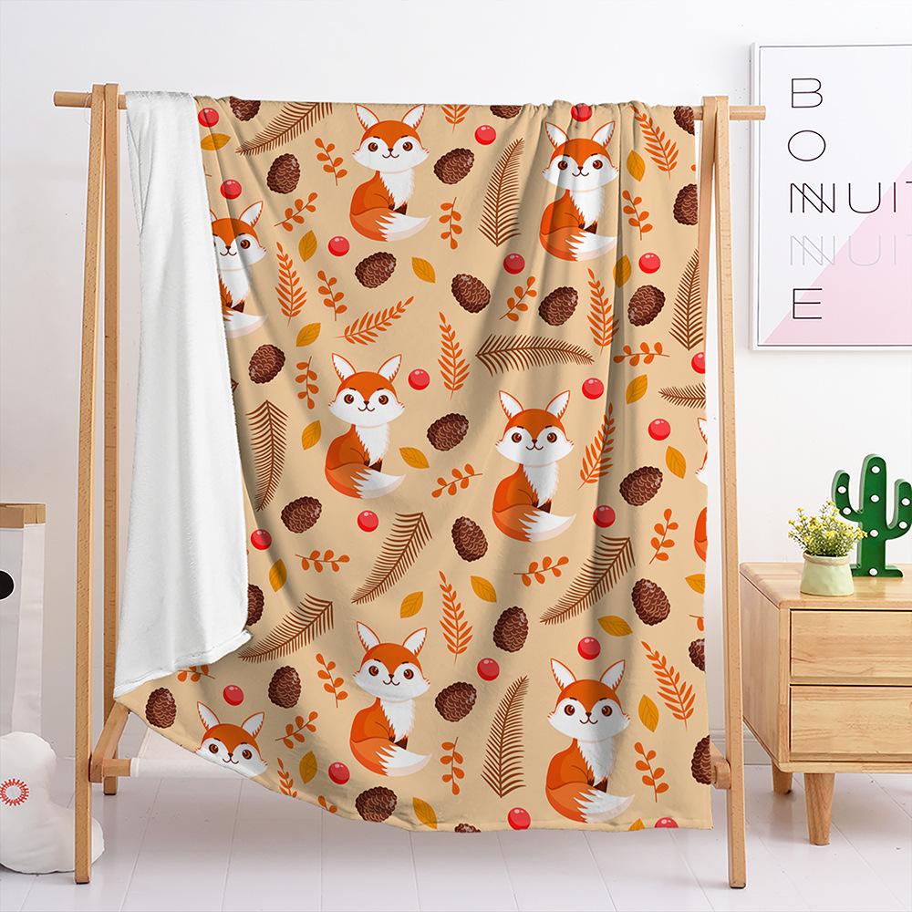 Blanket Flannel Blanket Thanksgiving Pumpkin Fox 2D Digital Printing Blanket Blanket