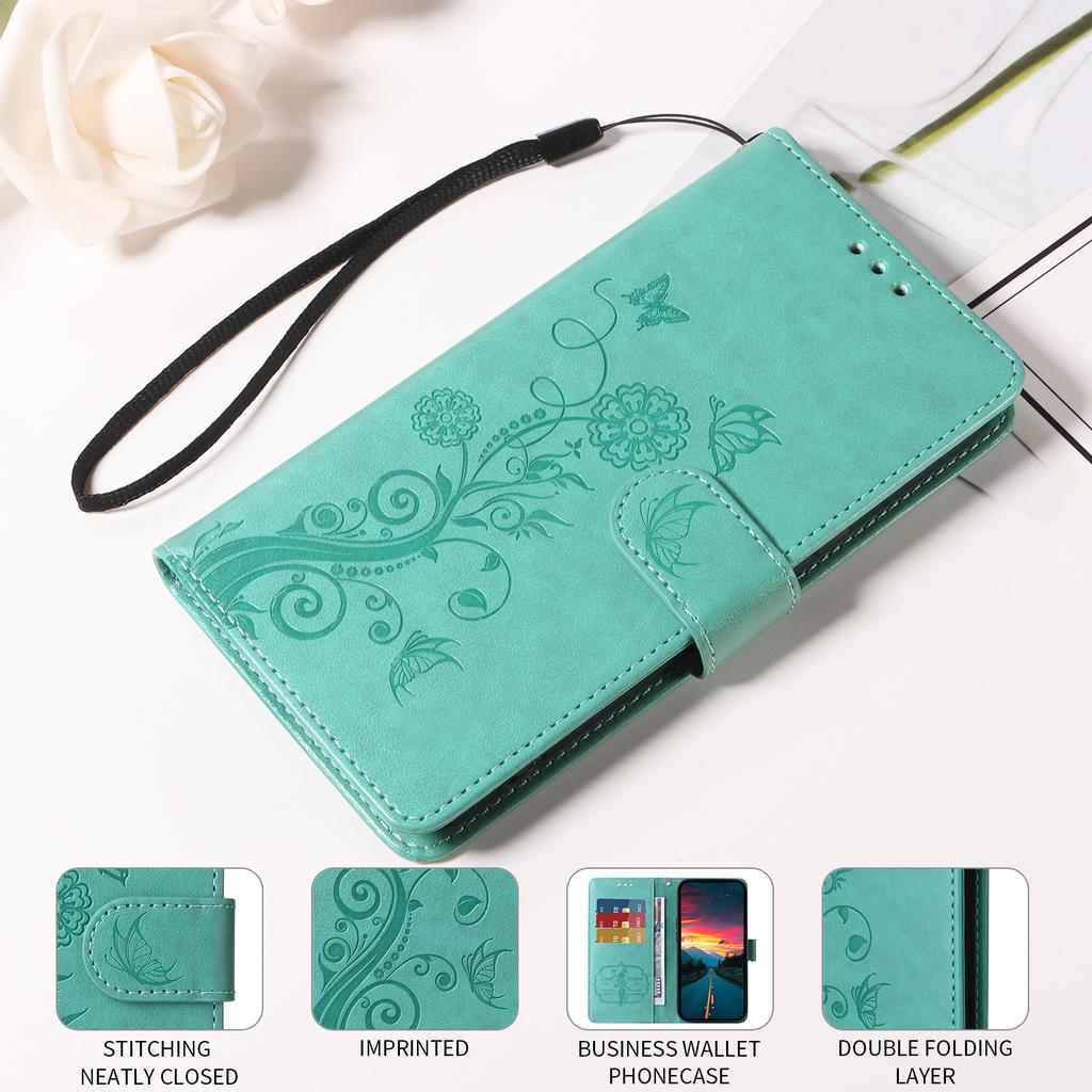 For Honor X8c 4G Case Butterfly Floral Imprint Wallet Stand Leather Phone Cover