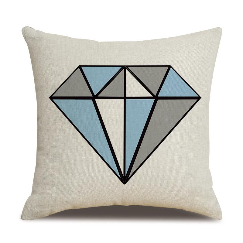 

Blue Triangle Line Mediterranean Style Geometric Graphic Pillow Cushion Cover Premium Durable Quality Useful Practical 45Cm without pillow core