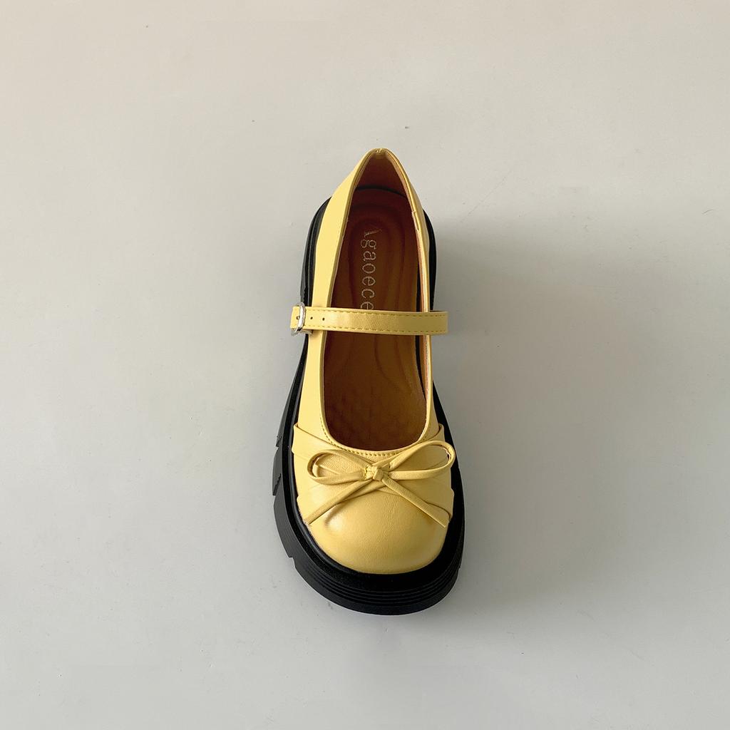 Silver French round head heightening light mouth platform single shoes women's summer 2025 new versatile soft sole Mary Jane small leather shoes