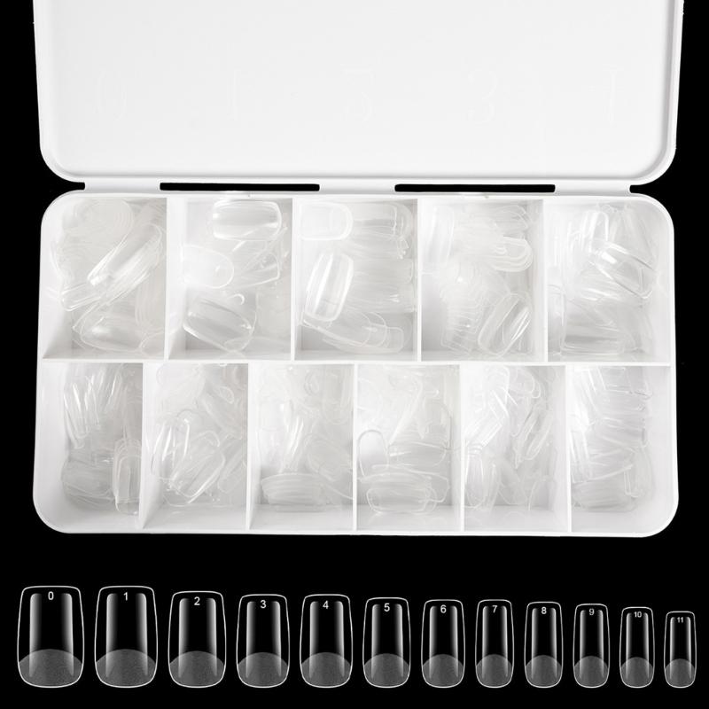 Średnie Kształt Migdała Końcówki Żelowe do Paznokci 550 SZT Wstępnie Wytrawione Przezroczyste Sztuczne Paznokcie Manicure dla Profesjonalistów i Początkujących