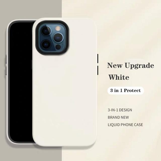 Original Liquid Silicone 3 In 1 Shockproof Armor Case For Iphone 12 13 Mini 11 Pro Xs Max X Xr Se3 7 8 6s Plus Se2 Soft Bumper