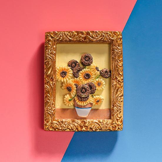 1/3/6 stk Verdensberømt maleri Kjøleskapsmagnet Hjemmekontor Kjøkken Skap Kjøleskap Resin 3D Oljemaleri Kunst Magnetisk Dekorasjon Ornament