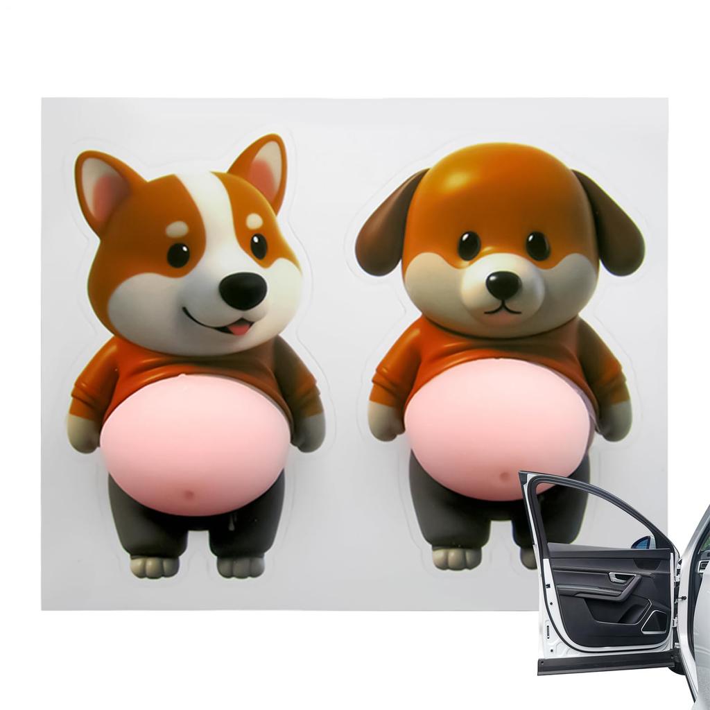 Fat Dog Squishy Sticker 3D Belly Sticker 2 Pieces Collision