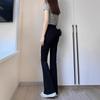 Women's Black High-Waisted Elastic Slimming Micro-Flared Jeans for Spring & Summer