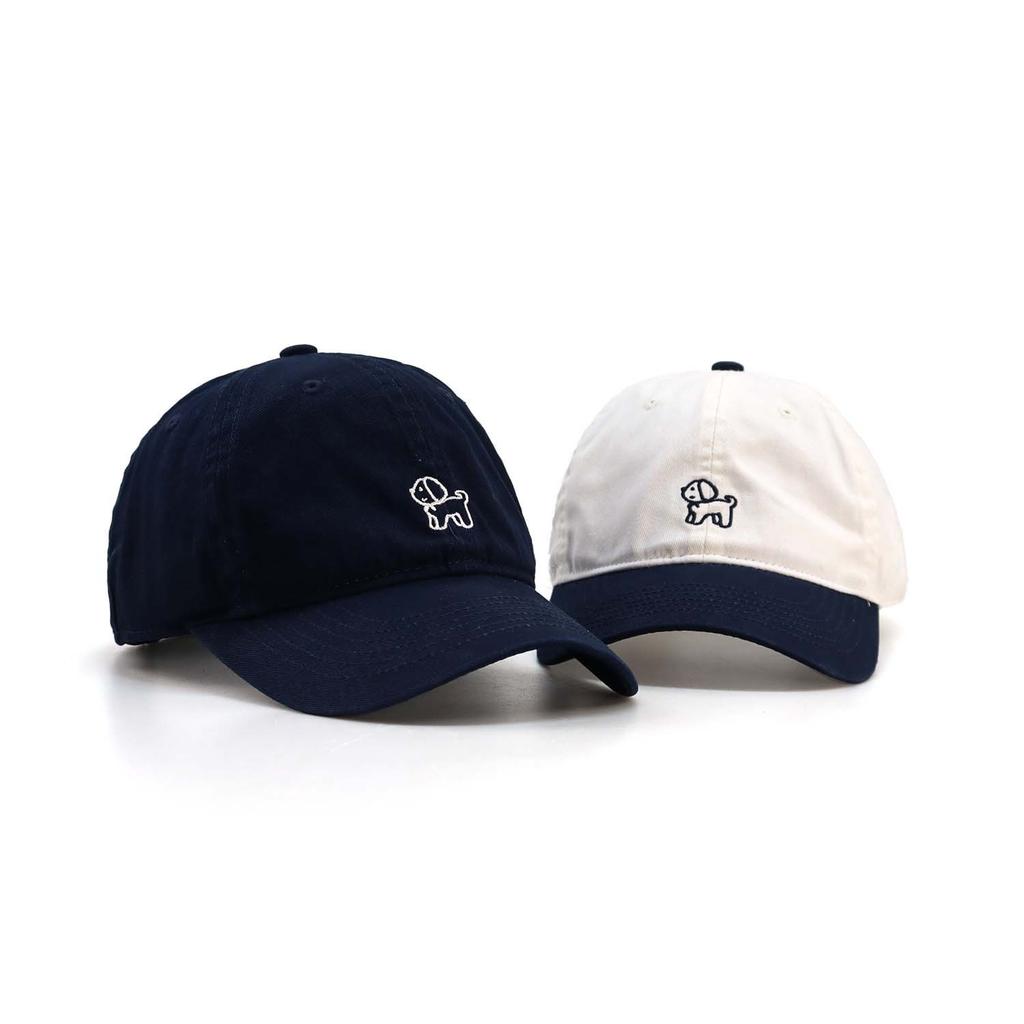 Color blocked Puppy Embroidered Hat Women's White Summer Sun Protection Baseball Hat Men's Hat Wash