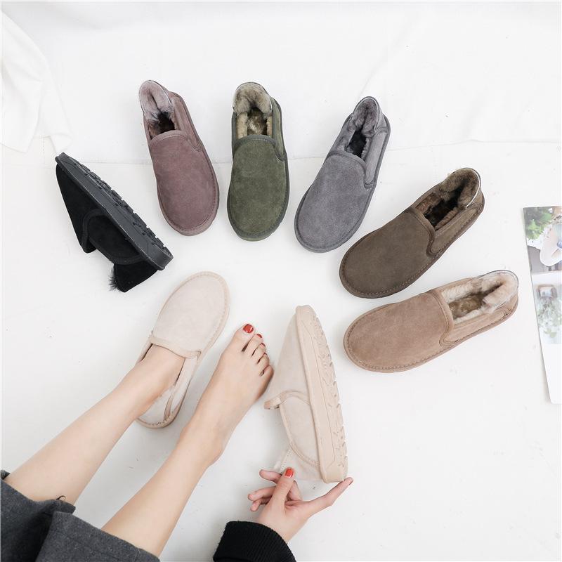 2025 Winter Snow Boots Women's Winter Flat-bottomed Bread Shoes Women's Gauntlets Lazy One Pedal Couple Cotton Shoes Women