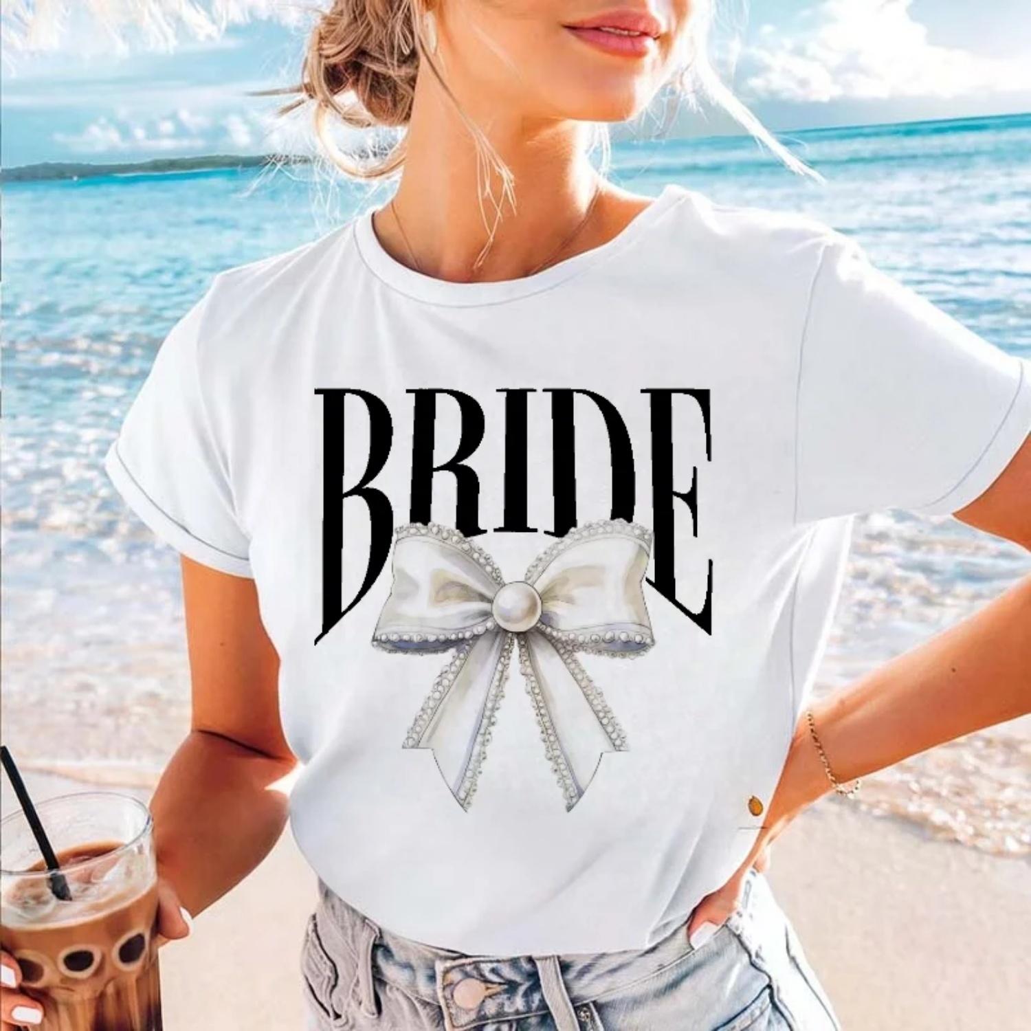 

Cute 90s Short Sleeved Printed Trendy T-Shirt Retro New Women s Bow Letter Pattern Summer Fashion Style Women s Trendy Top XXXXXL білий