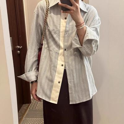 Design-sensual Loose Striped Long-sleeved Shirt for Women In Spring and Autumn, New Casual Sun Protection Shirt