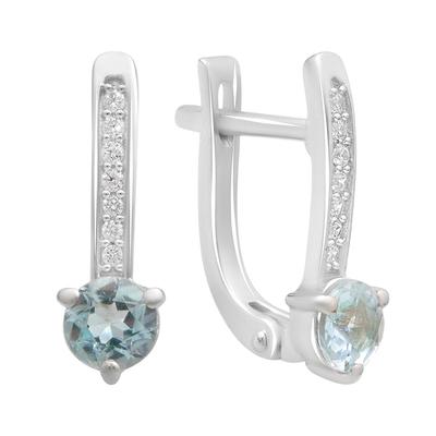 Silver Earrings with Natural Topaz 1.211ct, Cubic Zirconia (2194552)