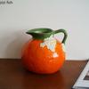 Hand Drawn Fruit Shaped Ceramic Vase Orange Flower Vessel Home Decoration Flower Arrangement Hydroponic Vase Dried Flower Vases