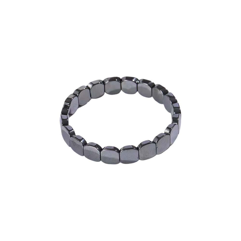 Jewelry Square Bead Wristband Elastic Men Bangle Black Gallstones Bracelet  for Men and Women