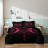3Pcs Vintage Triple Moon Art Duvet Cover Stylish Pink Red Curly Vine Motifs Bedding, For  Bedroom Dorm Hotel And Daily Home Use