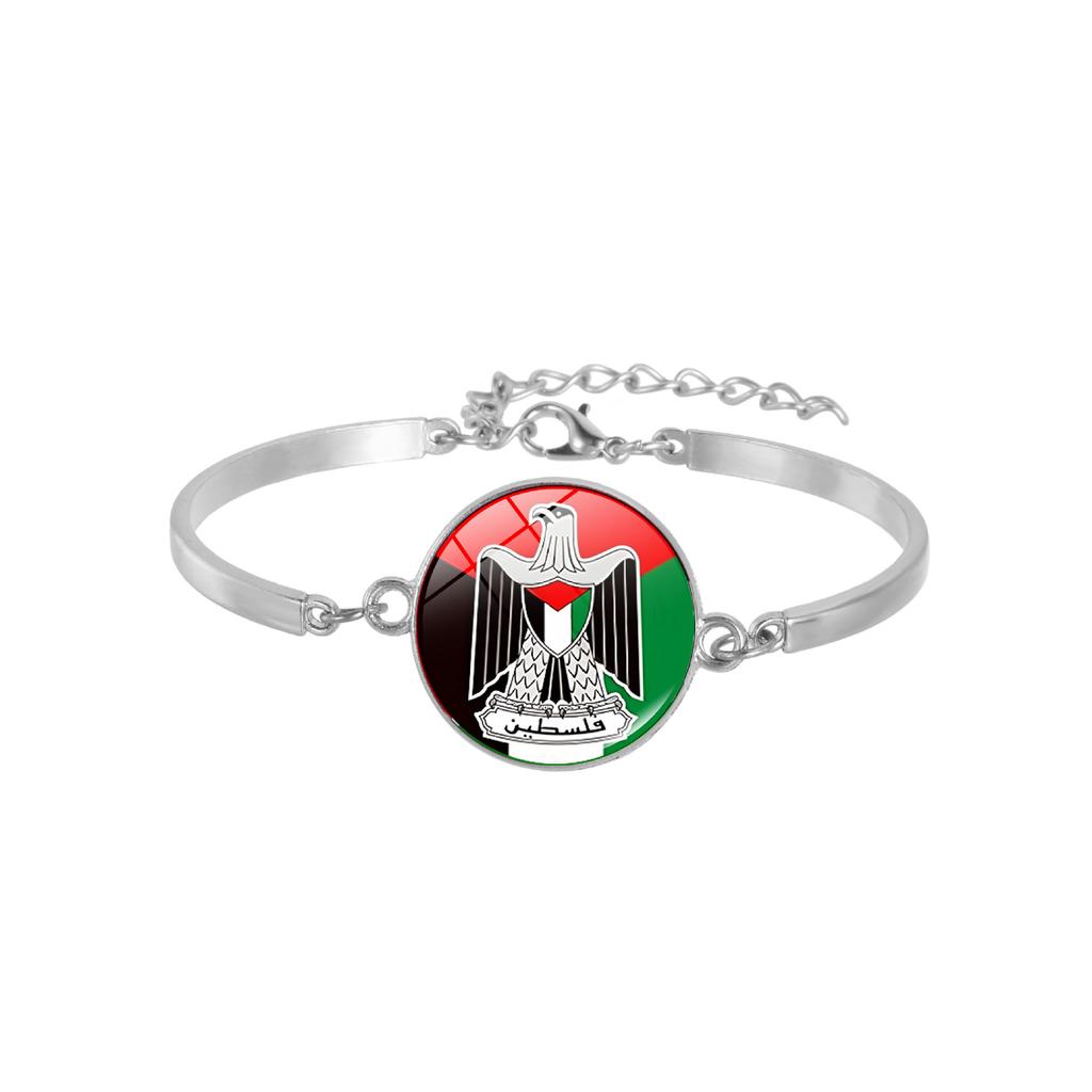 Free Palestine Fist Design Time Gem Alloy Bracelet, Personalized Trendy Jewelry