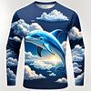 Newest Fashion Unisex Casual Round Neck Long-sleeved Mammal Dolphin 3D Printing T Shirts Harajuku Marine Animal Pattern T-shirt